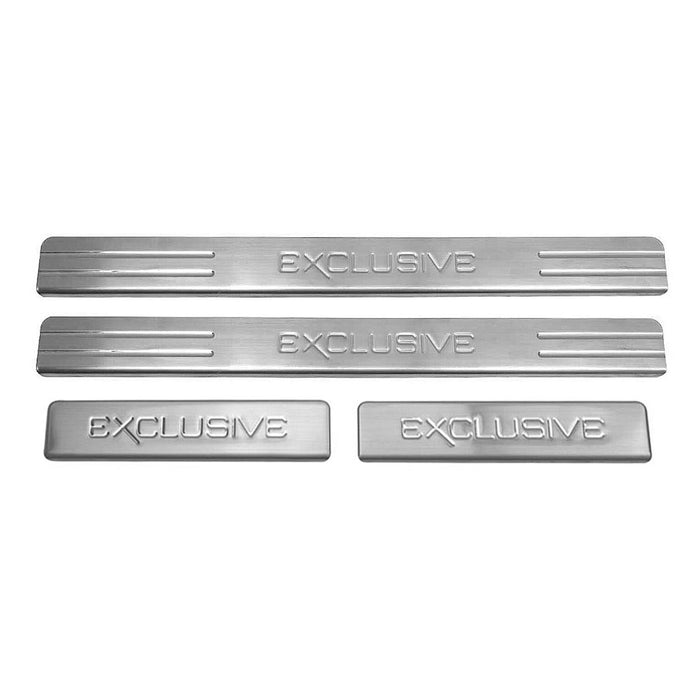 Exclusive Chrome Door Sill Scuff Plate Guard Stainless Steel Trim 4 Pcs.