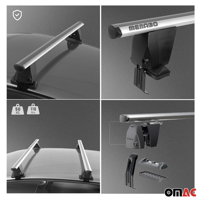 Top Roof Racks Cross Bars fits Acura MDX 2014-2020 2Pcs Gray Aluminium