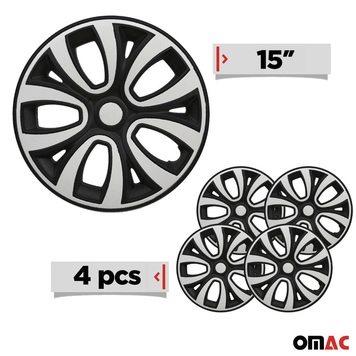 15" Wheel Covers Hubcaps R15 for Nissan Sentra Black Matt White Matte
