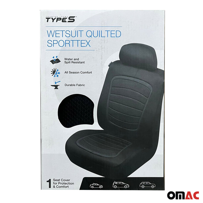 Gray Wetsuit Quilted Sport Seat Cover Premium Comfort