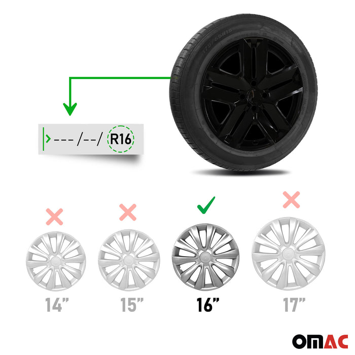 4x 16" Wheel Covers Hubcaps for Honda Black