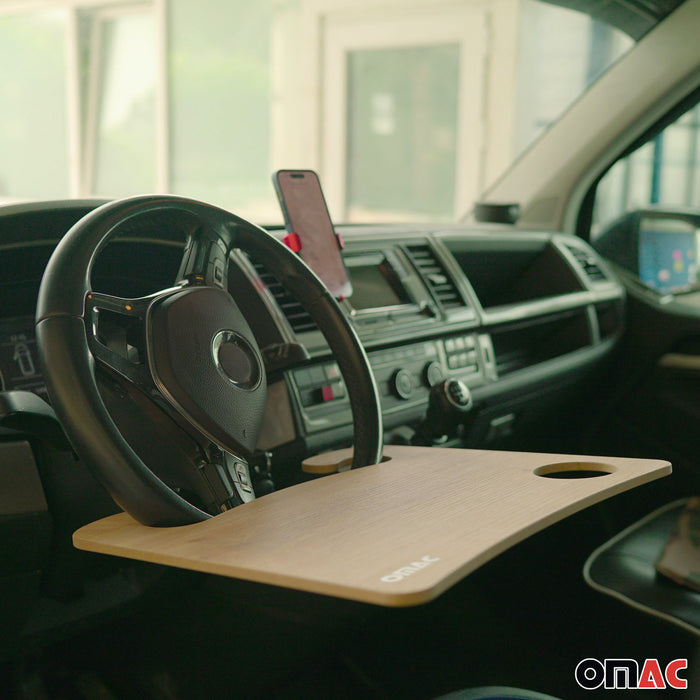 Car Steering Wheel Tray Desk Wooden Handy Food Work Table Laptop Cup Holder