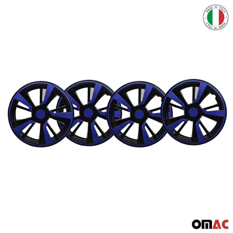 Twintone Hub Caps Wheel Cover 15" Black & Dark Blue Insert Full Set 4 pcs.