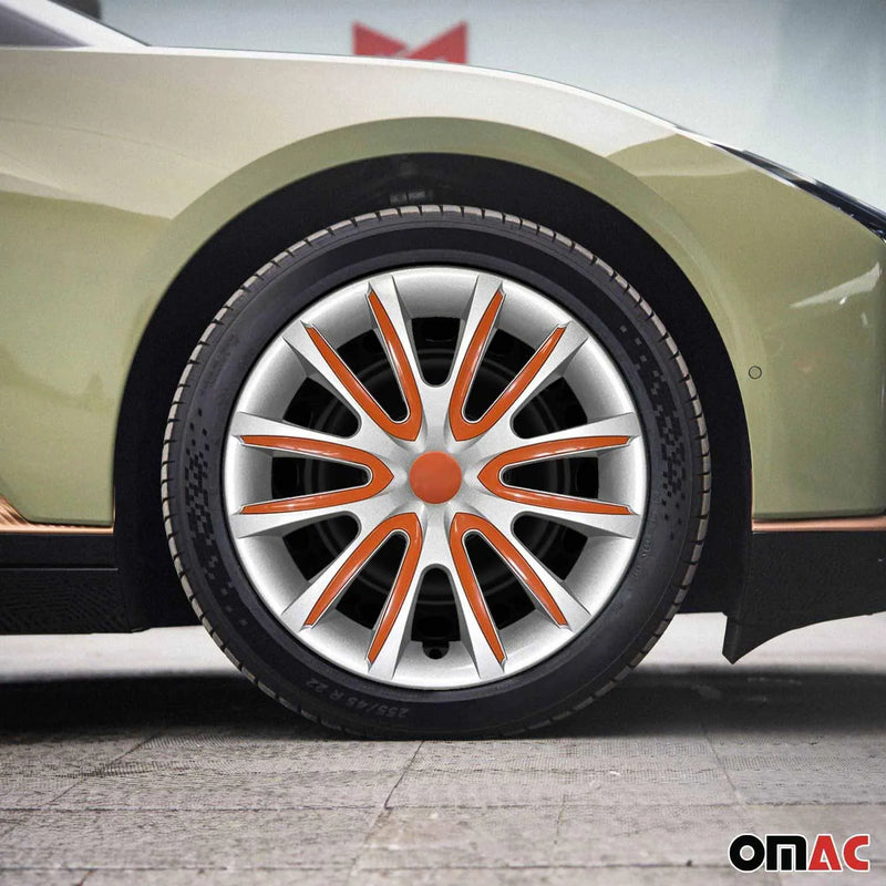 15" Wheel Covers Hubcaps for Audi Grey Orange Gloss - OMAC USA