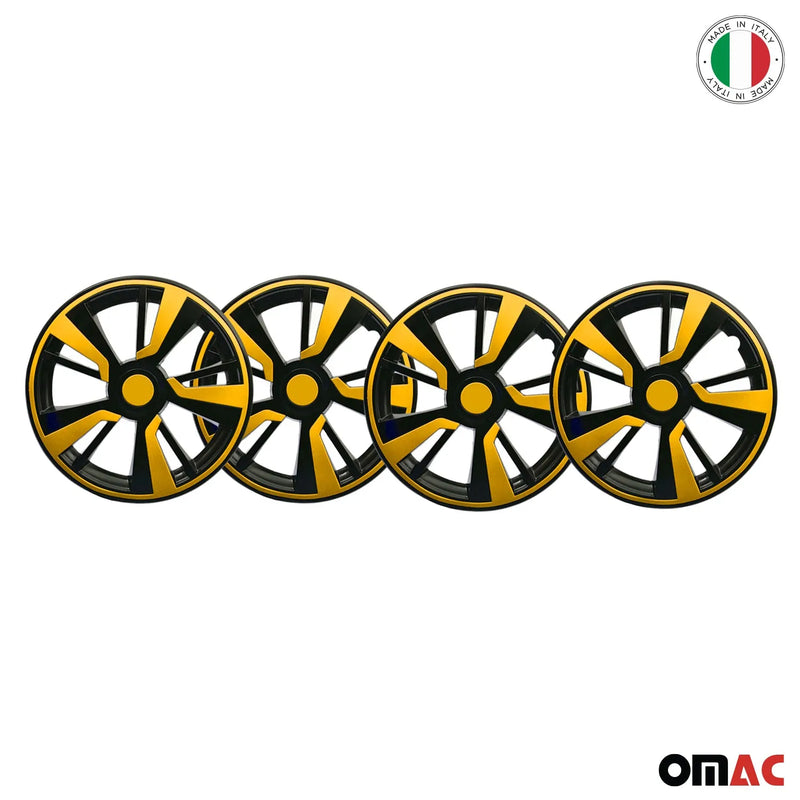 Twintone Hub Caps Wheel Cover 16" Black & Yellow Insert Full Set 4 pcs.