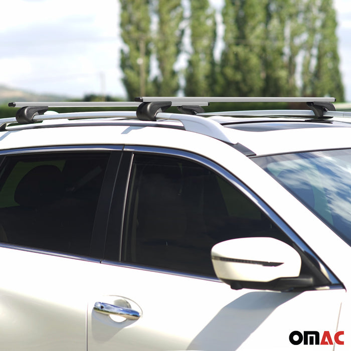47" Roof Racks Cross Bars Luggage Carrier Durable Lockable Iron Silver 2 Pcs