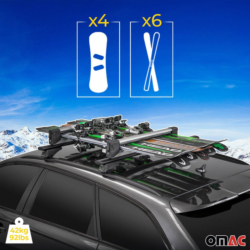 32.2" Ski Rack Snowboard Carriers Top Holder Roof Rack Lockable