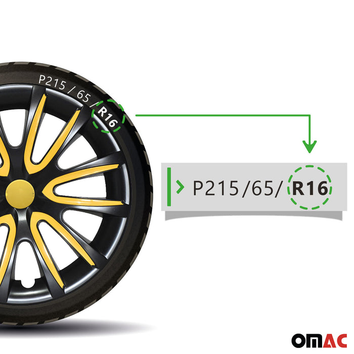 16" Wheel Covers Hubcaps for Nissan Kicks Black Yellow Gloss