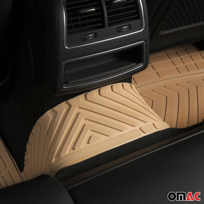 Car Floor Mats Liner Set for Ford F150 Trimmable 3D All-Weather 4 Pcs Tan