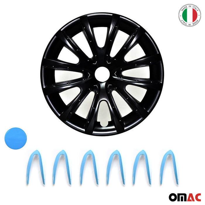 15" Wheel Covers Hubcaps for Kia Optima Black Matt Blue Matte