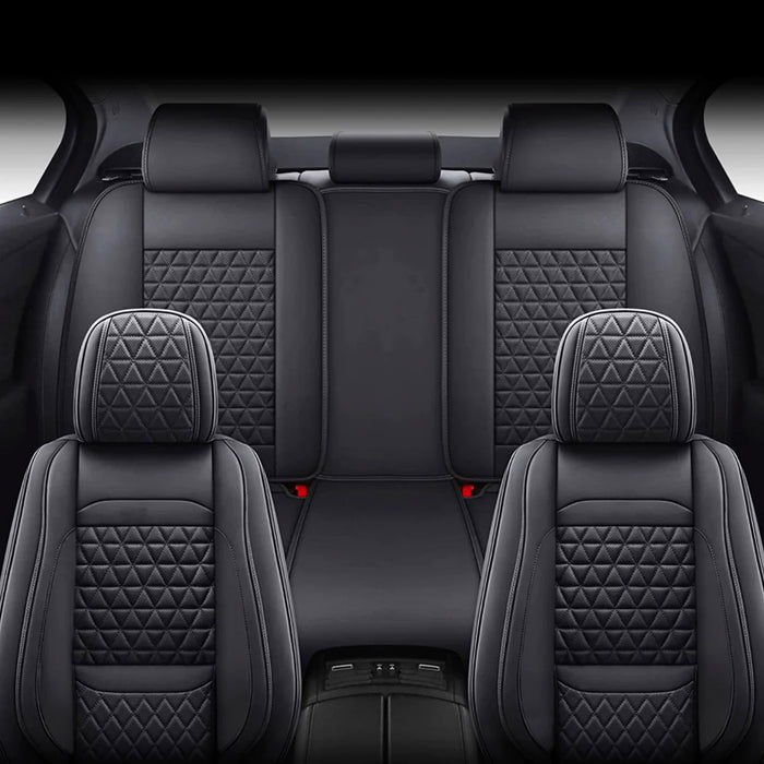 Seat Cover Solutions Leather Car Seat Cover Full Set 5-Seats Front Rear Black