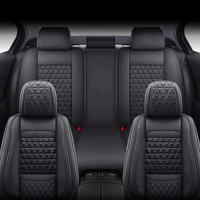 Seat Cover Solutions Leather Car Seat Cover Full Set 5-Seats Front Rear Black