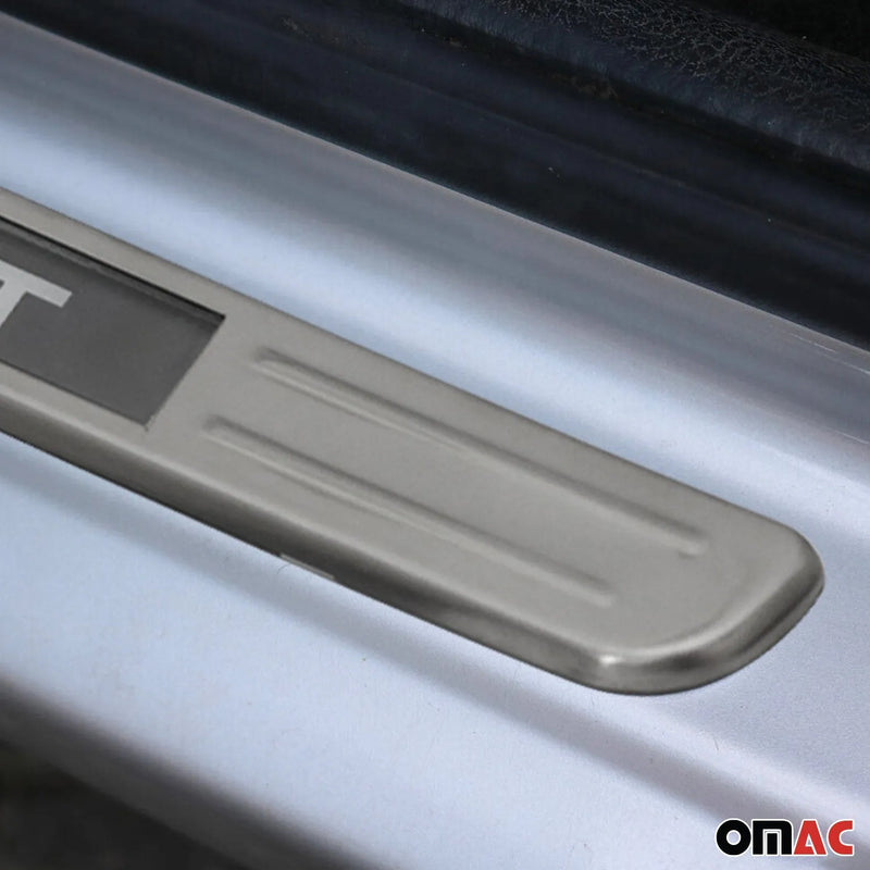 Door Sill Cover Illuminated Sport Brushed Chrome S.Steel 4 Pcs