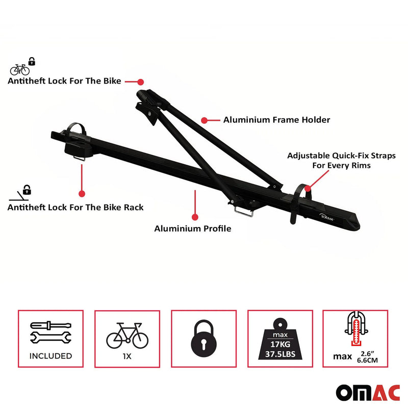 2003-2014 Mercedes Vito W639 Bike Rack Carrier Roof Racks Set Alu Black 3Pcs