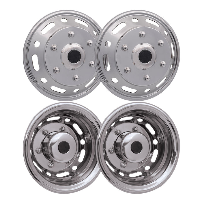 16" Dual Wheel Simulator Hubcaps for Ford Transit 2015-2024 Chrome Silver Gloss