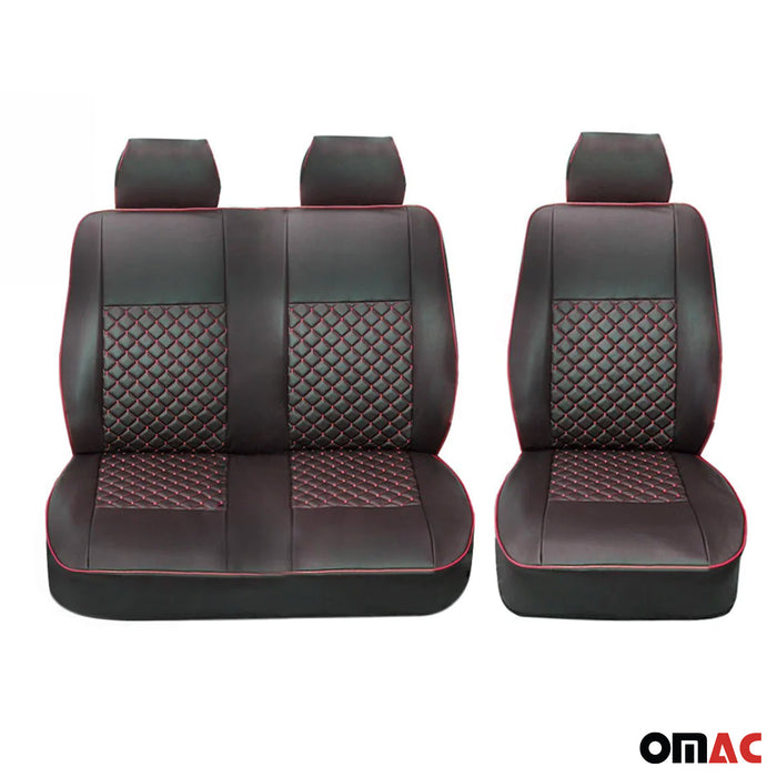 Leather Seat Cover for Ram ProMaster 2014-2024 Diamond Black Red 2+1 Seat