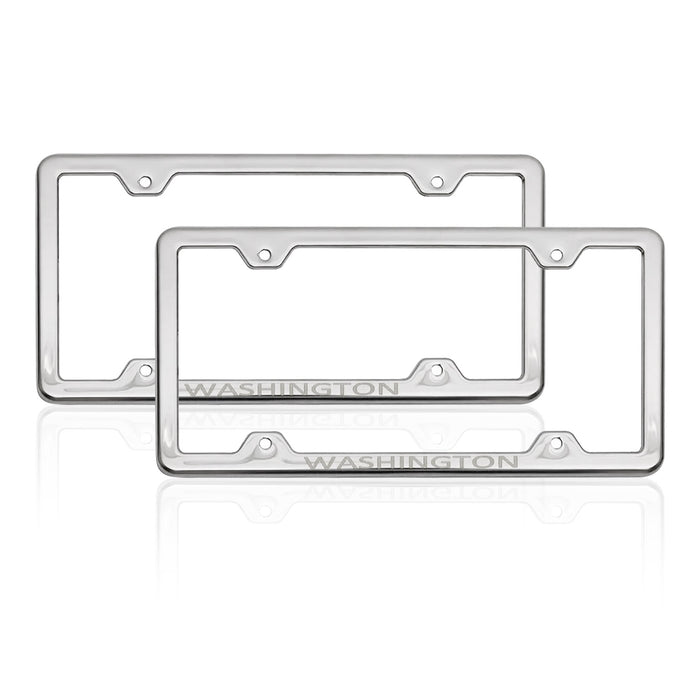 License Plate Frame tag Holder for Kia Forte Steel Washington Silver 2 Pcs