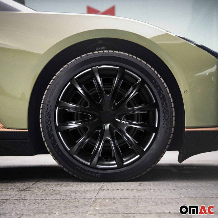 15" Wheel Covers Rims Hubcaps for Mercedes ABS Black 4Pcs