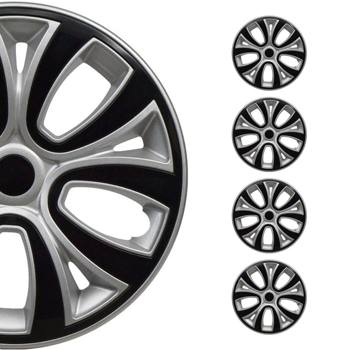 16 Inch Hubcaps Wheel Rim Cover Glossy Grey with Black Insert 4pcs Set