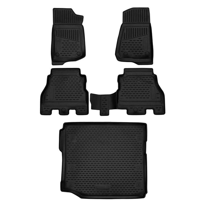 Custom Floor Mats & Cargo Liners for Jeep Wrangler 2018-2024 4 Door Black 5 Pcs - OMAC USA