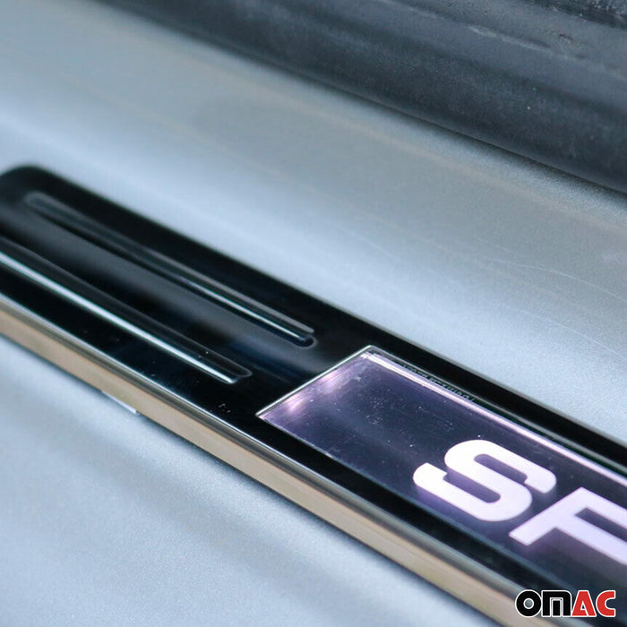 Door Sill Scuff Plate Illuminated for Dodge Ram 1500 Sport Steel Silver 4 Pcs