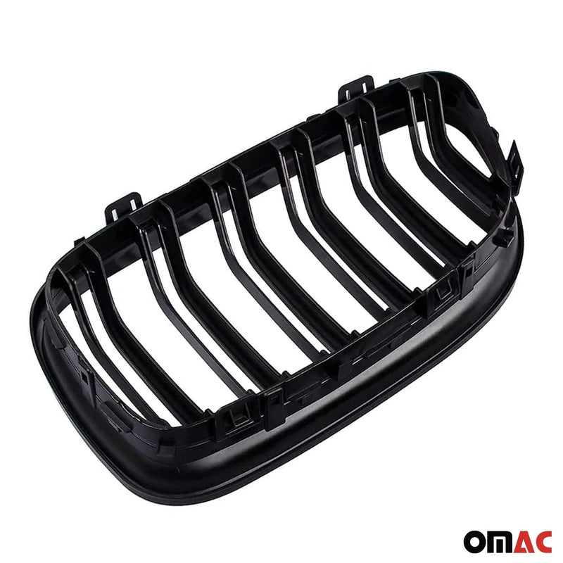 2009-2012 BMW 3 Series E90 E91 E92 E93 FL Front Kidney Grille M4 Style Gloss Black Dual Slat