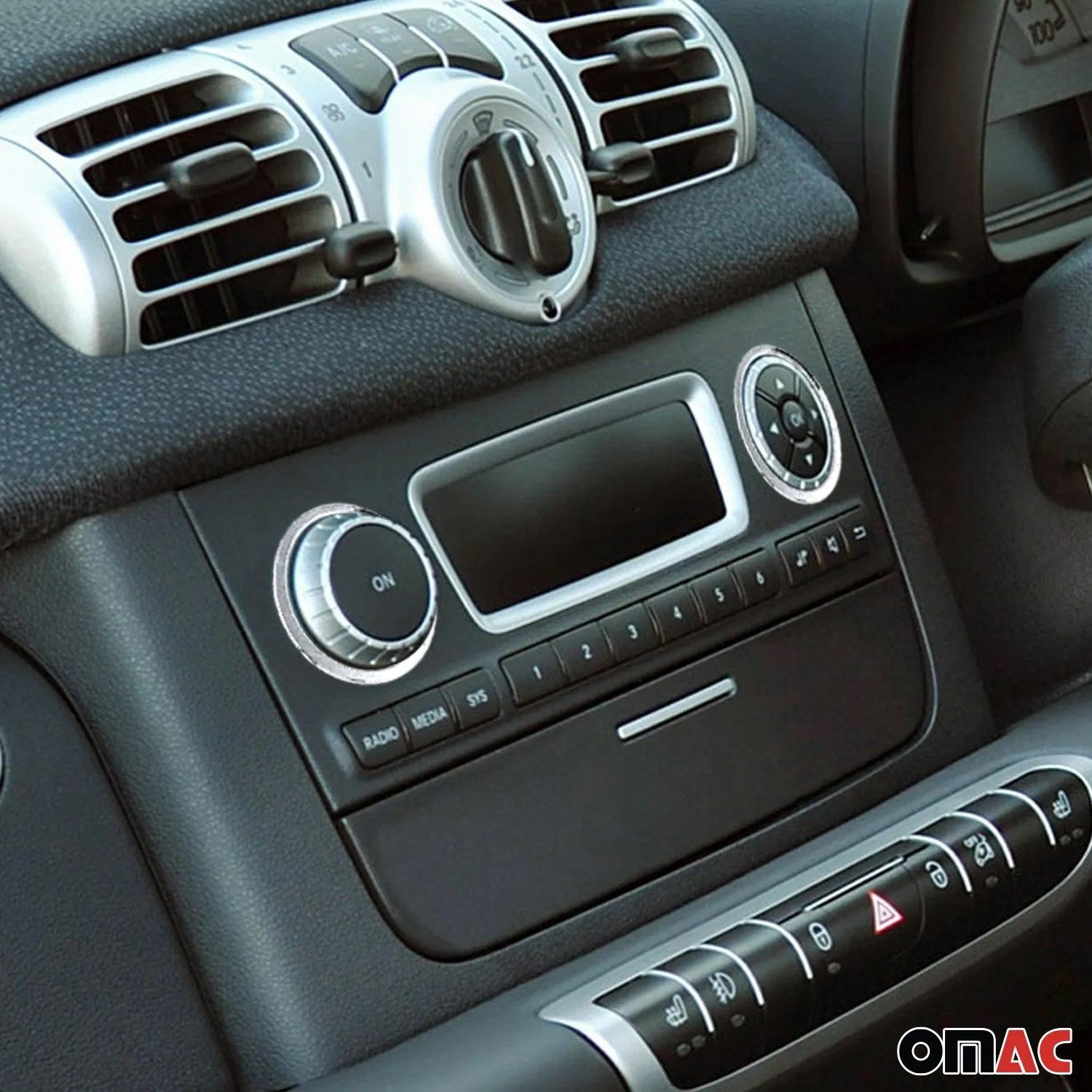 2007-2015 Smart ForTwo Radio Button Switch Seal Washer Trim Stainless Steel 2 Pcs