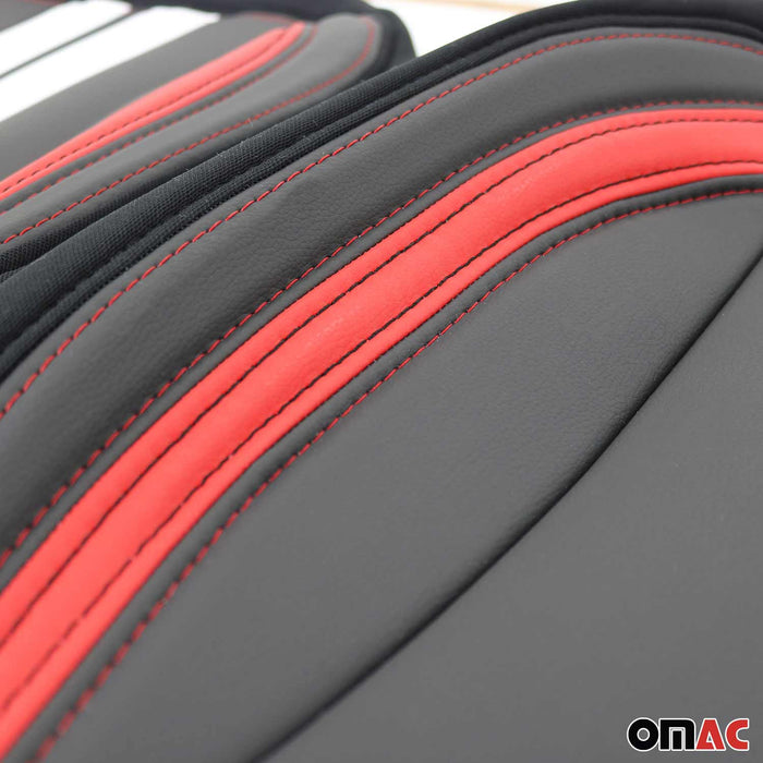 2x Front Car Seat Cover Protection Set PU Fabric Black with Red & White
