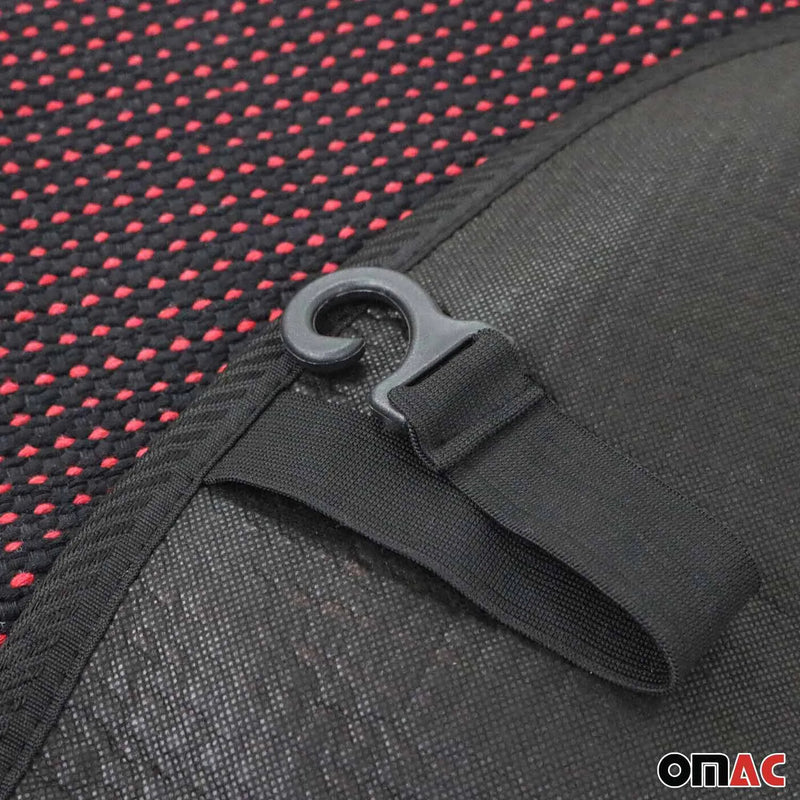 Antiperspirant Odorless Car Seat Cover Pads 2 Piece Set Black with Red Stitches