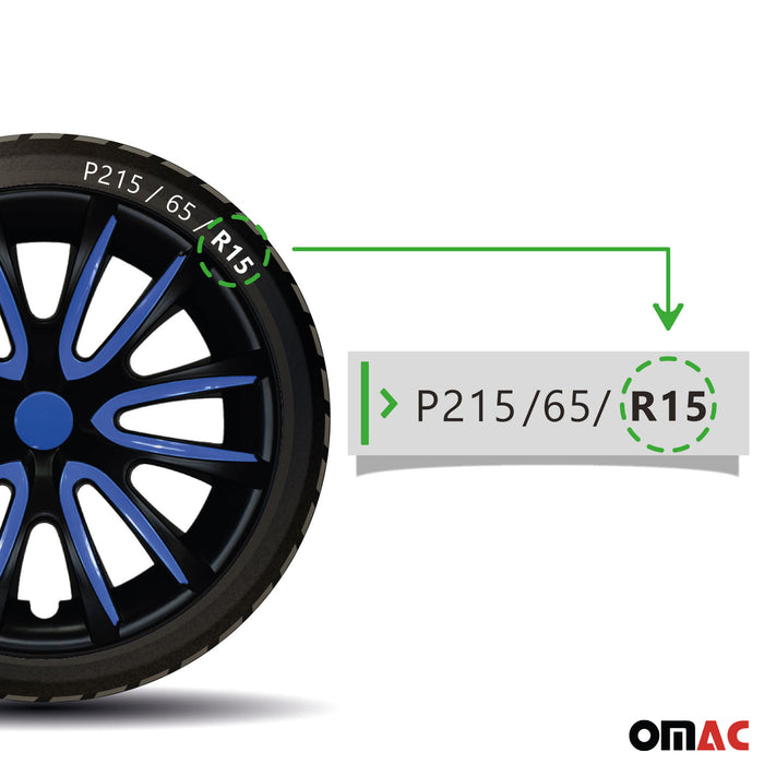 15" Wheel Covers Rims Hubcaps for Mercedes ABS Matt Dark Blue 4Pcs