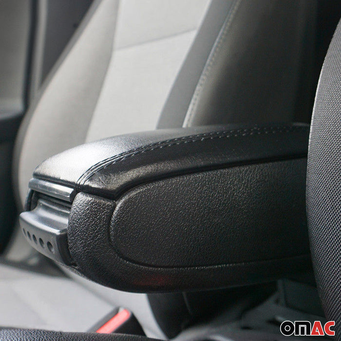 Black Center Console Armrest for Fiat 500C 2007-2015 Plastic PU Leather 1Pc