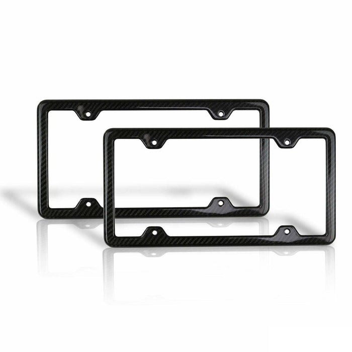 License Plate Frame tag Holder for Hyundai Venue Carbon Fiber Black 2 Pcs