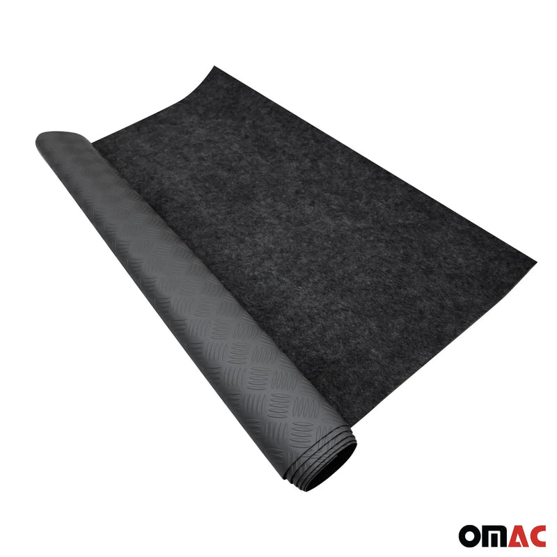 Truck Bed Liner Trunk Mat Trimmable Rubber Pickup Flooring Mat Black & Grey