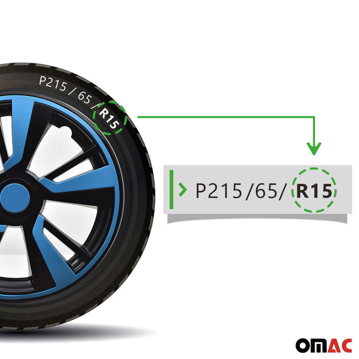 15" Wheel Covers Hubcaps fits Kia Blue Black Gloss