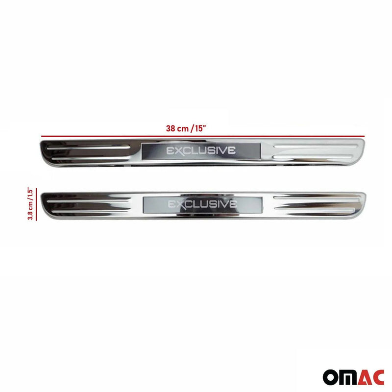 GMC Sierra Door Sill Scuff Plate Scratch Protector Exclusive Steel Silver 2 Pcs