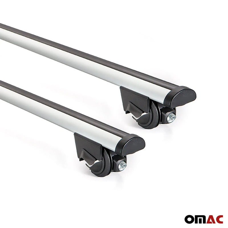 Roof Rack Cross Bars Carrier Rails Roof Bar Aluminium 2 Pcs Lockable Silver