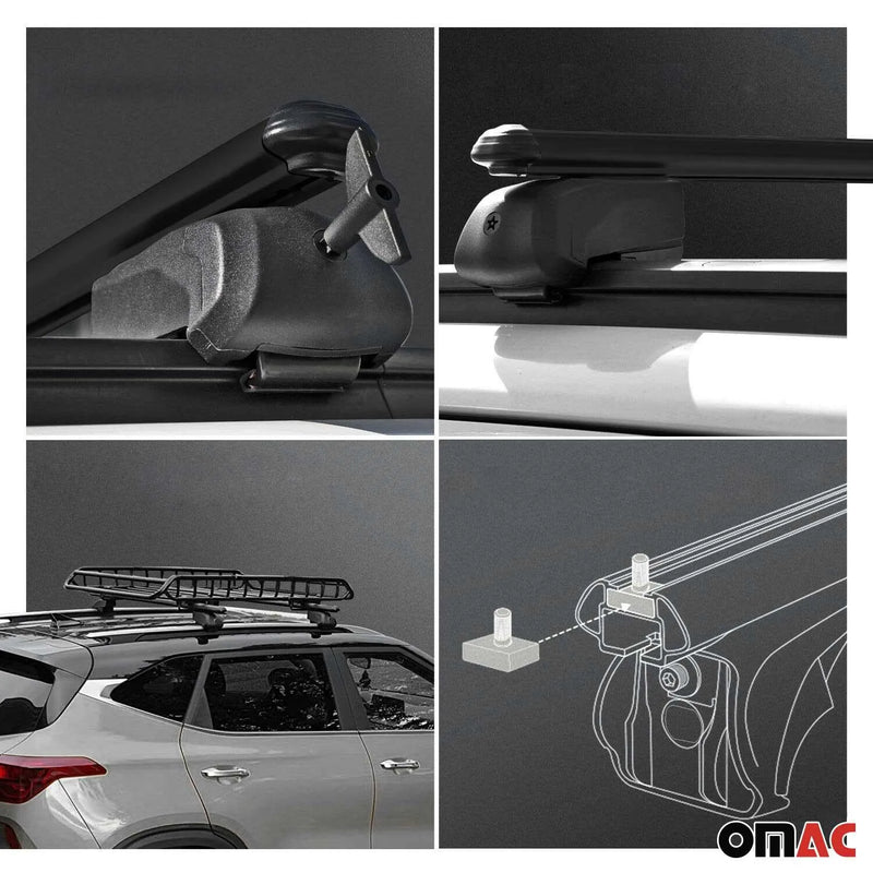 Roof Rack Flush Rail Cross Bars Carrier Anti-Theft Lockable 54" 2 Pcs Black