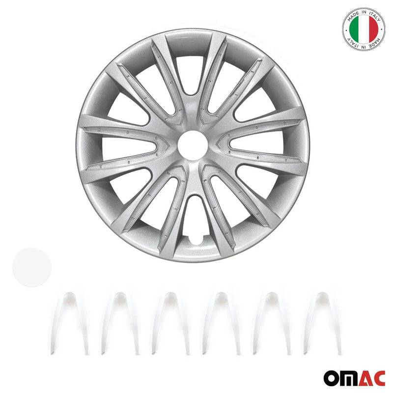 Bicolo Hub Caps Wheel Cover 16" Gray & White Full Set 4 pcs.