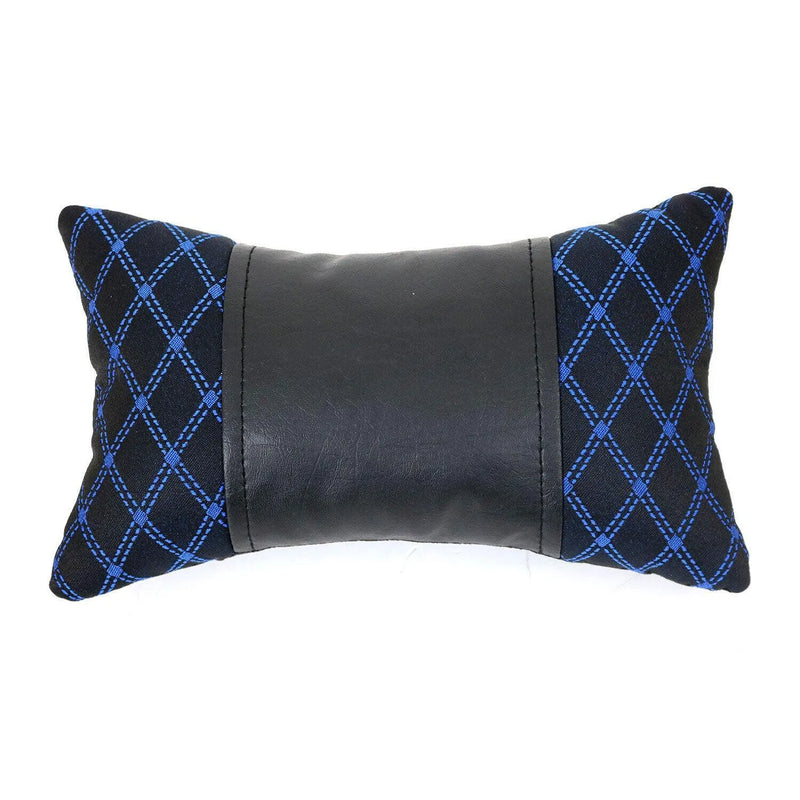 1x Car Seat Neck Pillow Head Shoulder Rest Pad Fabric Black with Blue Stitches