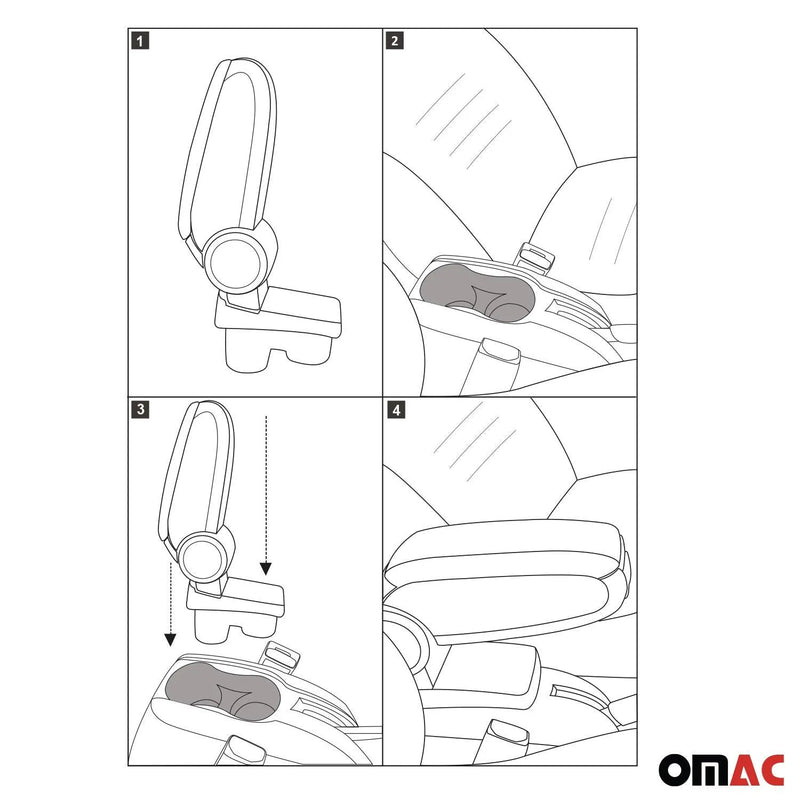 2002-2009 Ford Transit Connect Black Center Console Armrest Plastic Leather