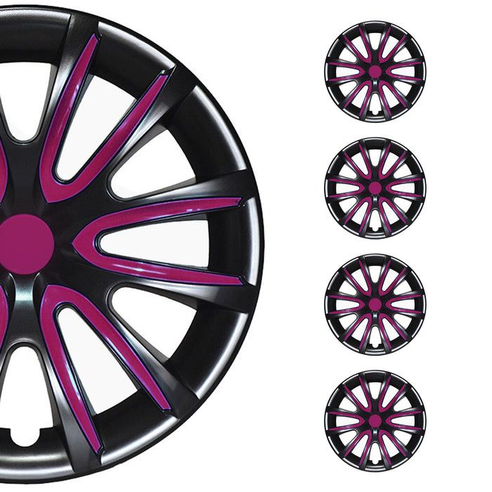 15" Wheel Covers Rims Hubcaps for Mercedes ABS Black Violet 4Pcs
