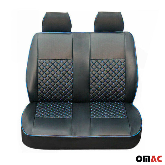 Leather Car Seat Covers Protector for Mercedes Metris 2016-2024 Black Blue 2+1