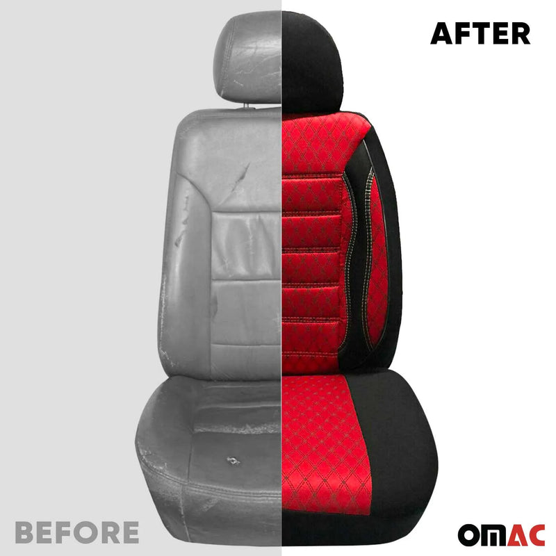 VW Front Car Seat Covers Protector Black Red 2Pcs Fabric