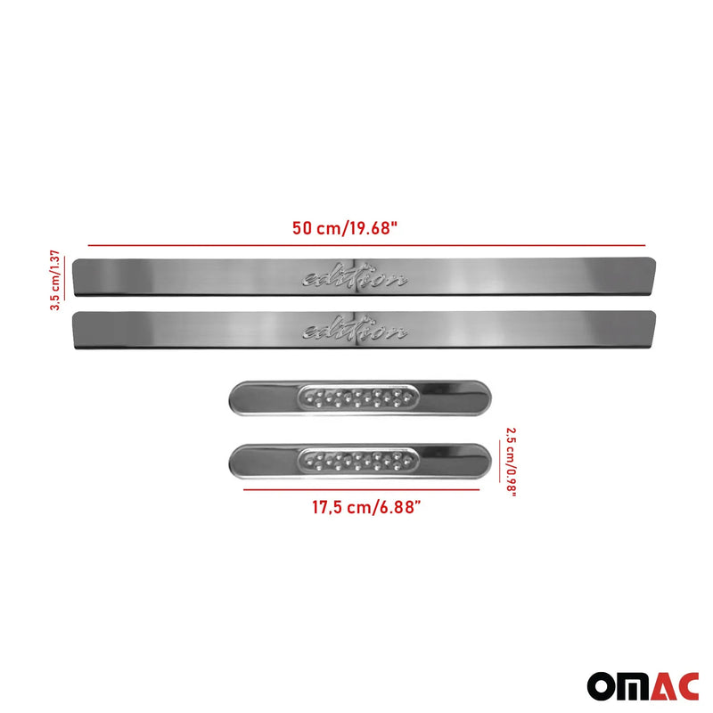 Fiat Door Sill Scuff Plate Scratch Protector Stainless Steel Edition 4 Pcs