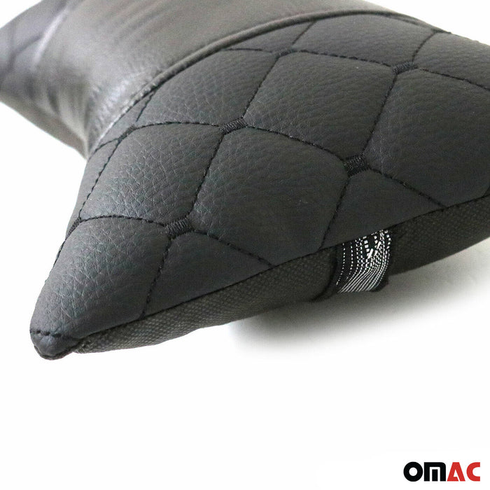 2x Car Seat Neck Pillow Head Shoulder Rest Pad Black PU Leather