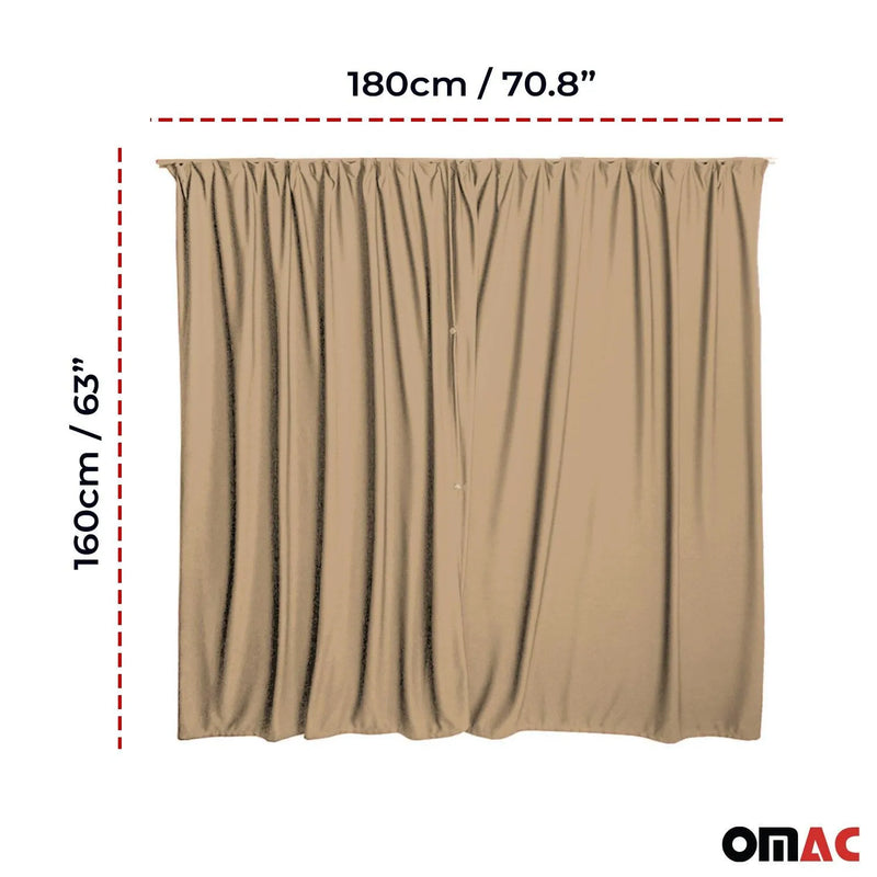 Ford Transit Cabin Divider Curtain Privacy Curtains Beige 2 Curtains