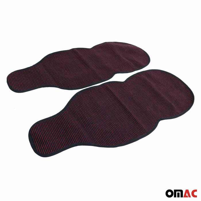 Antiperspirant Odorless Car Seat Cover Pads 2 Piece Set Black with Red Stitches