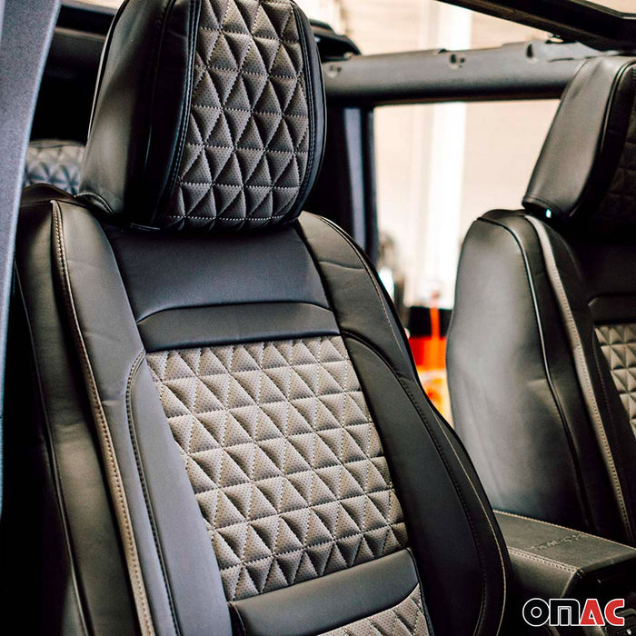 Seat Cover Solutions Leather Car Seat Cover Full Set 5Seat Front Rear Black Grey