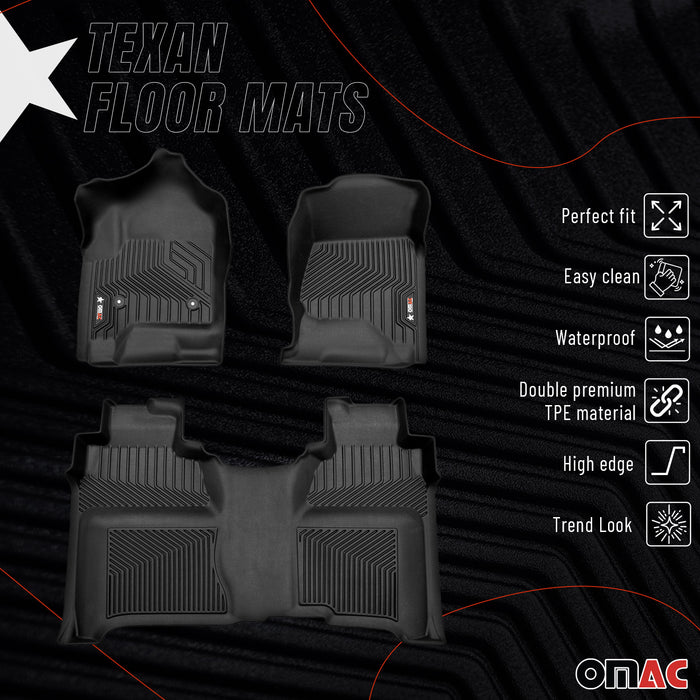 OMAC Premium Floor Mats Liner for GMC Sierra 1500 Silverado Double Cab 2014-18