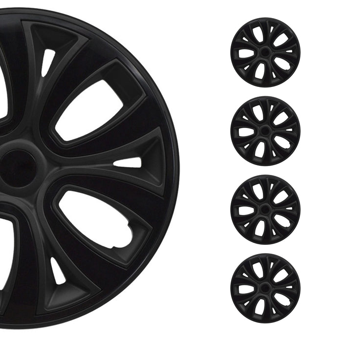 Hubcaps 14" Inch Wheel Rim Cover Matt Black with Black Insert 4pcs Set